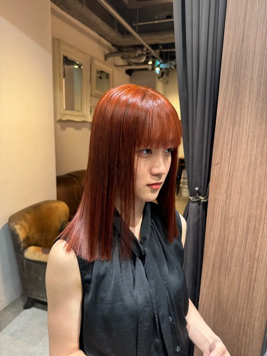 ミディアム ヘアカラー 暖色カラー Ryokaのヘアスタイル