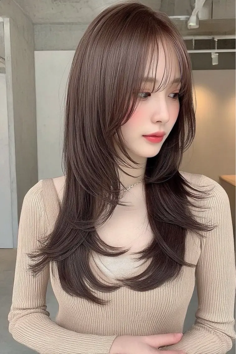 ロング カラー ヘアカラー 🍒モテ暖色カラー × うる艶✧ ゆなのヘアスタイル
