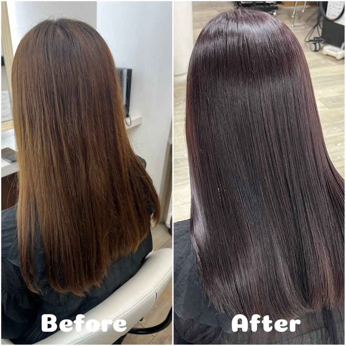 ロング カラー パープルカラー ヘアカラー トリートメント 宮田 かやののヘアスタイル