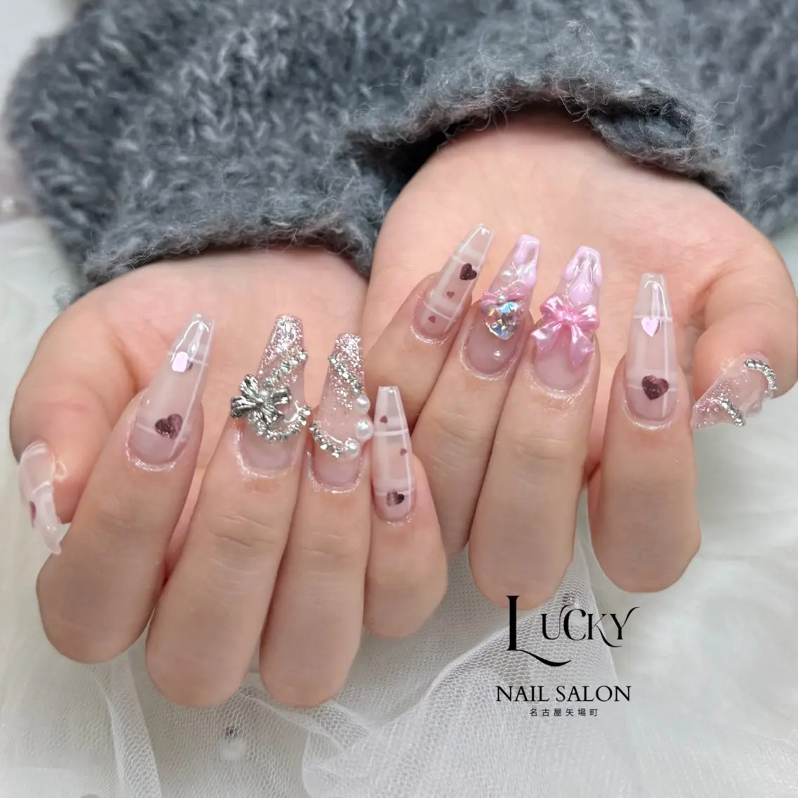 ネイル アートネイル ジェルネイル ロングネイル 持ち込み シンプルネイル ハンドネイル Lucky Nail Salonのネイルデザイン