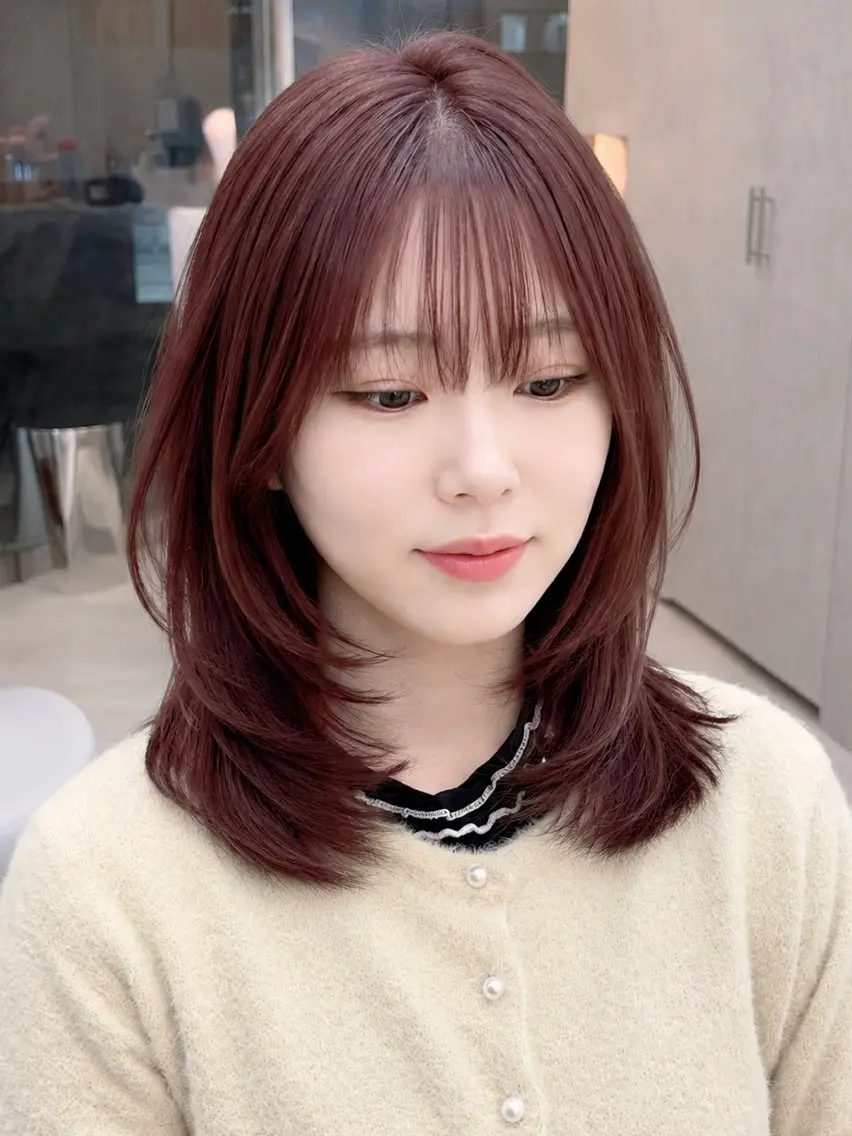 ミディアム カット ヘアカラー トリートメント 久米 春輝のヘアスタイル