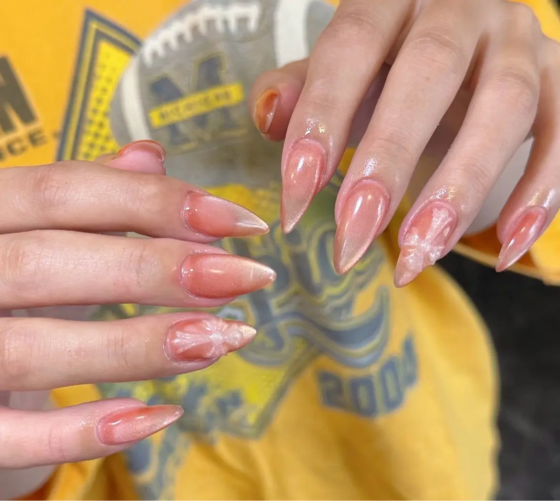 ネイル ジェルネイル マグネットネイル メンズネイル オレンジ ハンドネイル MIMnail メンズネイリストのネイルデザイン