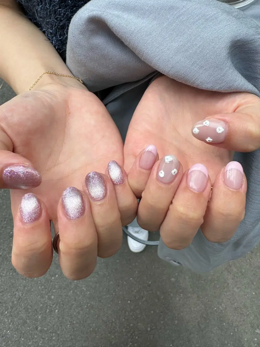 ネイル フラッシュネイル 韓国ネイル ラメ(グリッター) ラメグラデーション マグネットネイル MH_ Nailのネイルデザイン