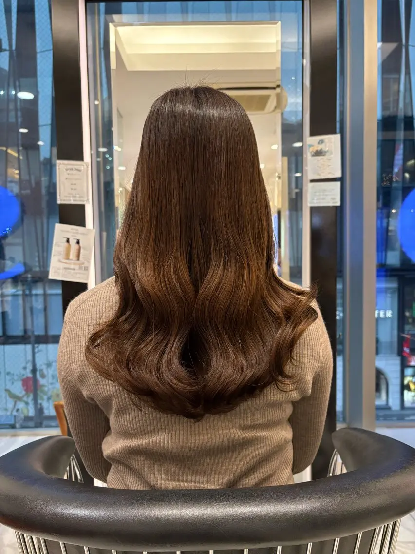 セミロング パーマ カット パーマ 韓国っぽ透け感カラー マンツーマン🫧なおのヘアスタイル