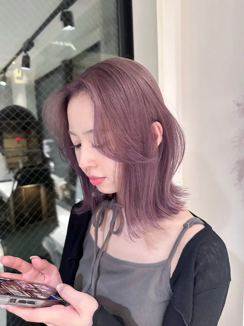 ショート ヘアカラー ミルクティー/韓国ヘ アHaruka🎀のヘアスタイル
