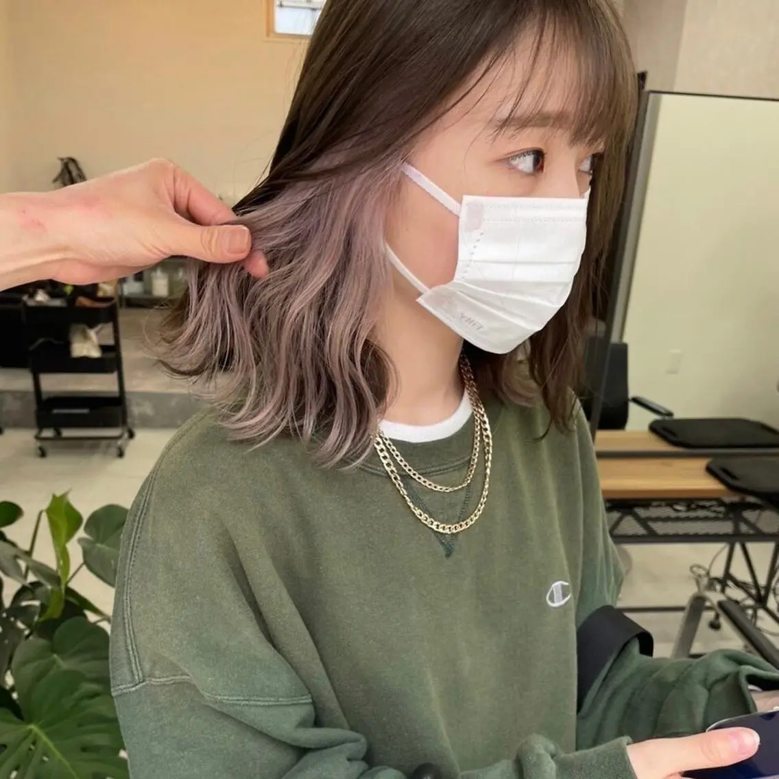 ミディアム 韓国風カラー ボブ 外国人風カラー ハイライト 髪質改善 江坂エリア最安値◎ ブリーチ*土田のヘアスタイル