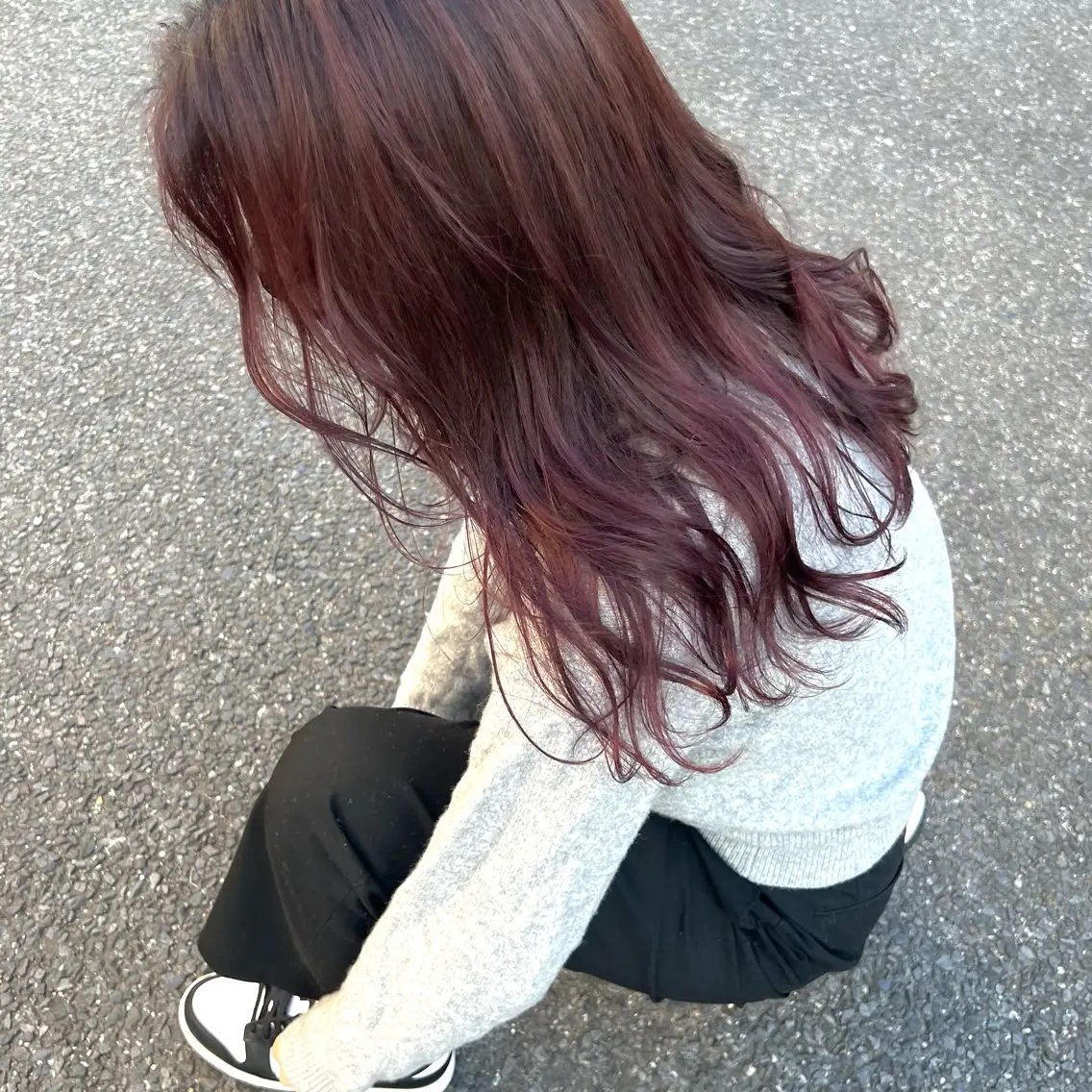 セミロング カラー ブリーチ ピンクカラー 大久保 佳那のヘアスタイル