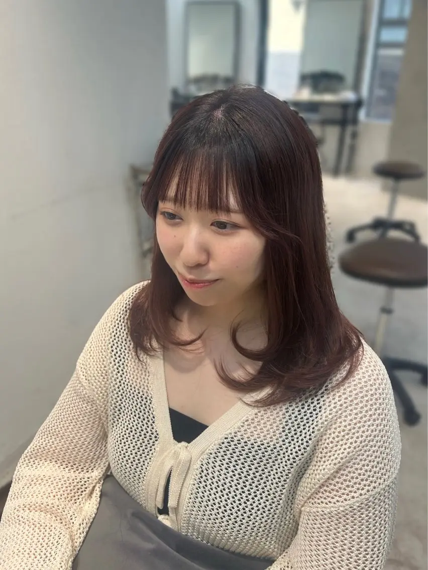 セミロング カラー ninaアイドル前髪 ×透明感🎀のヘアスタイル