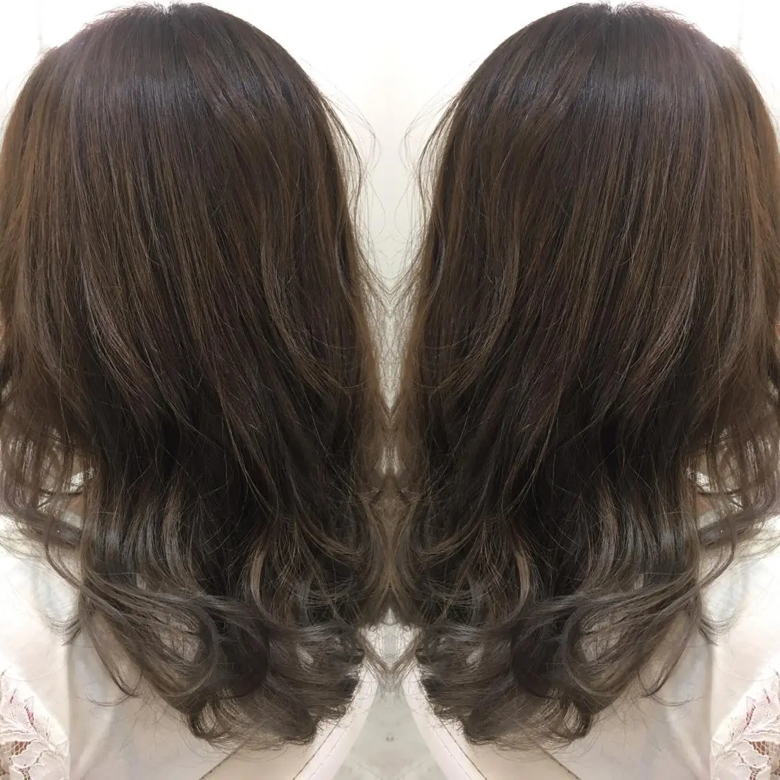 セミロング ロング カラー アッシュ グラデーションカラー 髪質改善 中川 翔のヘアスタイル