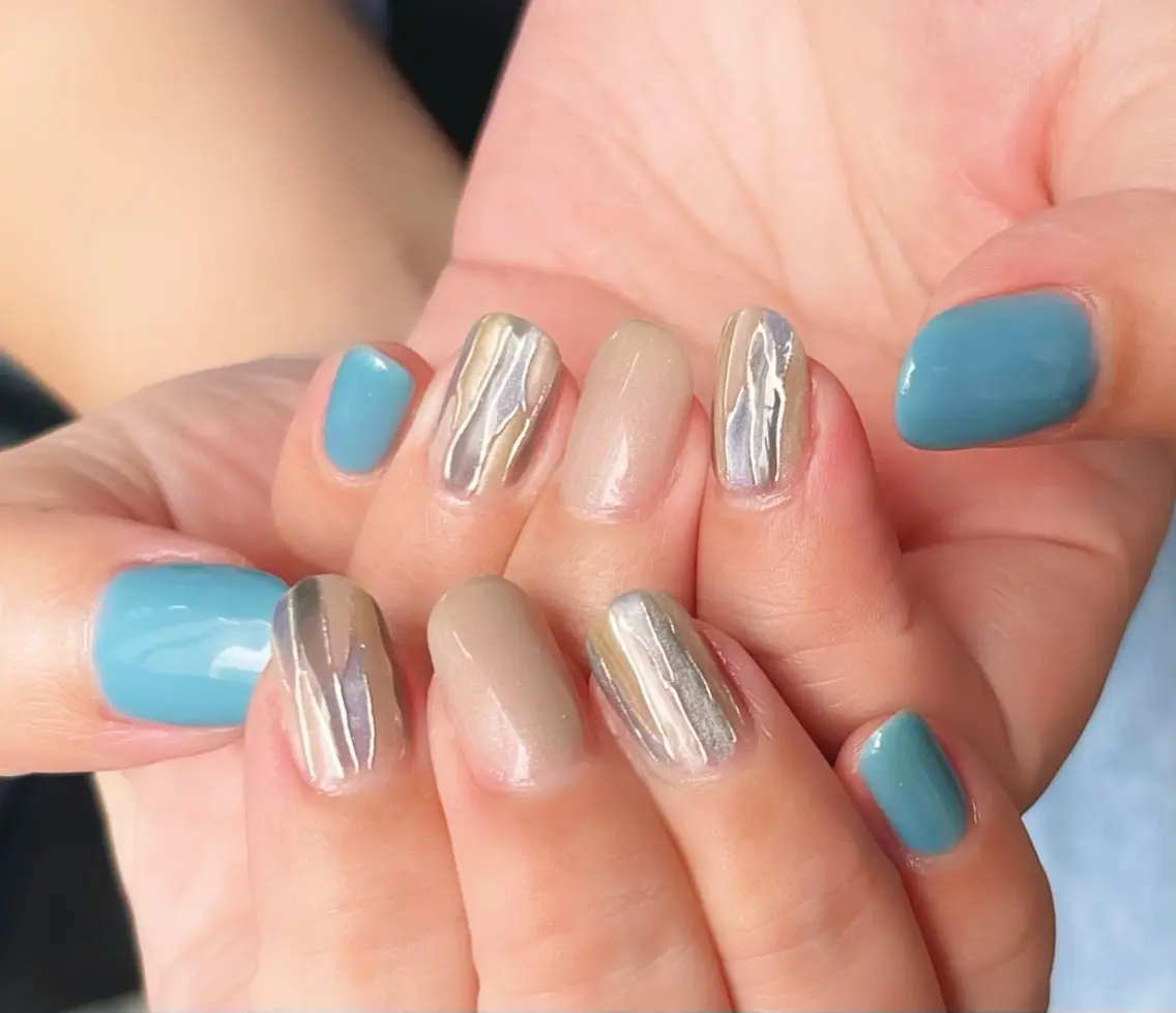 ネイル アートネイル ブルー knail ＊RISA°.・のネイルデザイン