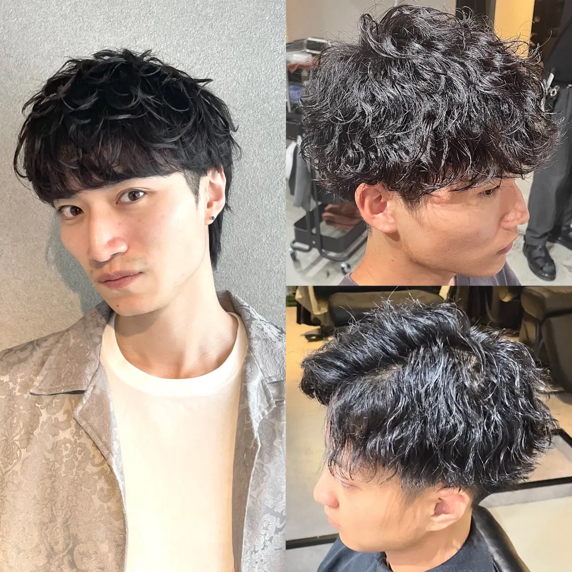 ショート パーマ メンズ センターパート メンズハイライト メンズメッシュ メンズパーマ スパイキーショート 中崎町メンズパーマ/ シャドウ/山下拓実のヘアスタイル