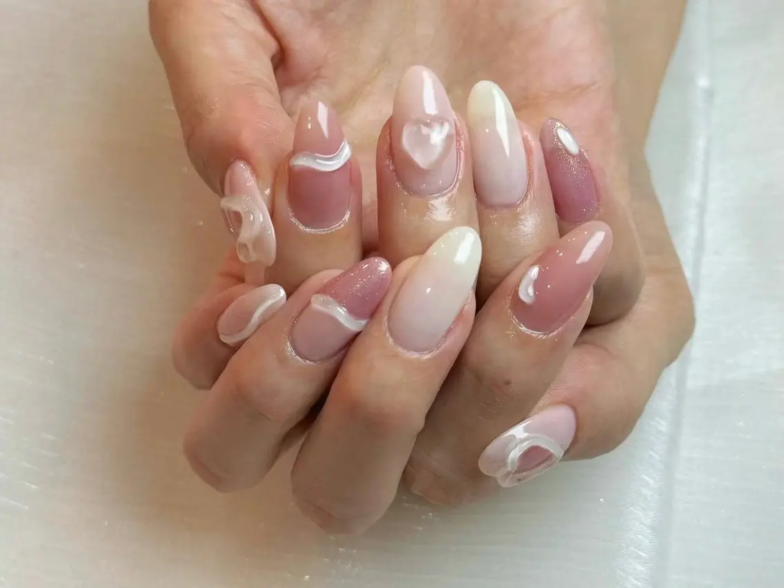 ネイル アートネイル フラワーネイル フットネイル ジェルネイル ハート Babarla Nailのネイルデザイン