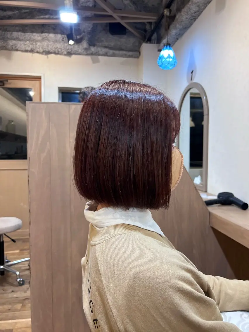 ショート カラー 切りっぱなしボブ ボブ 神戸ボブ✂️ ioe三宮/田 伸佳のヘアスタイル