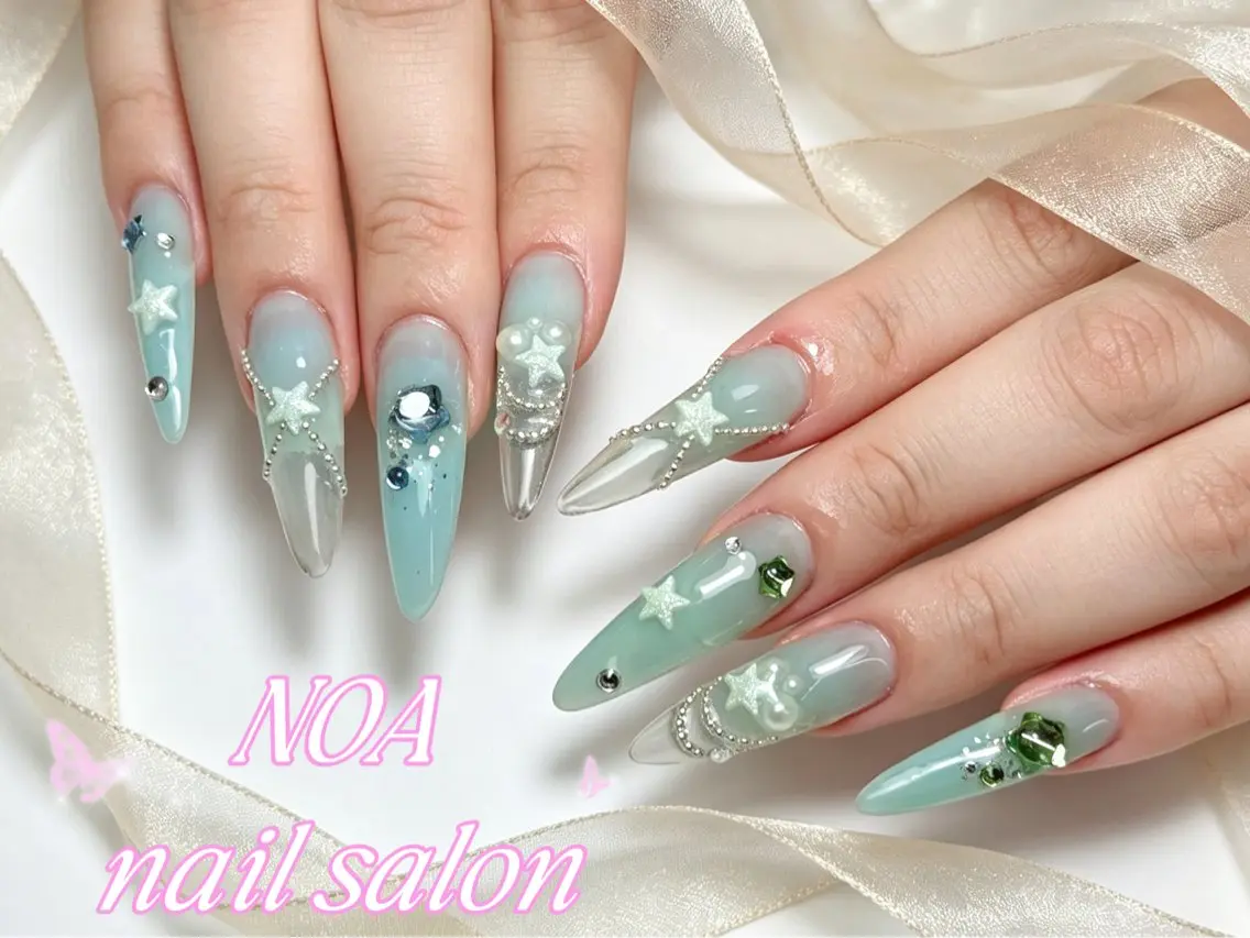ロング 韓国風ヘア ハンドネイル Noa Nail みつきのネイルデザイン