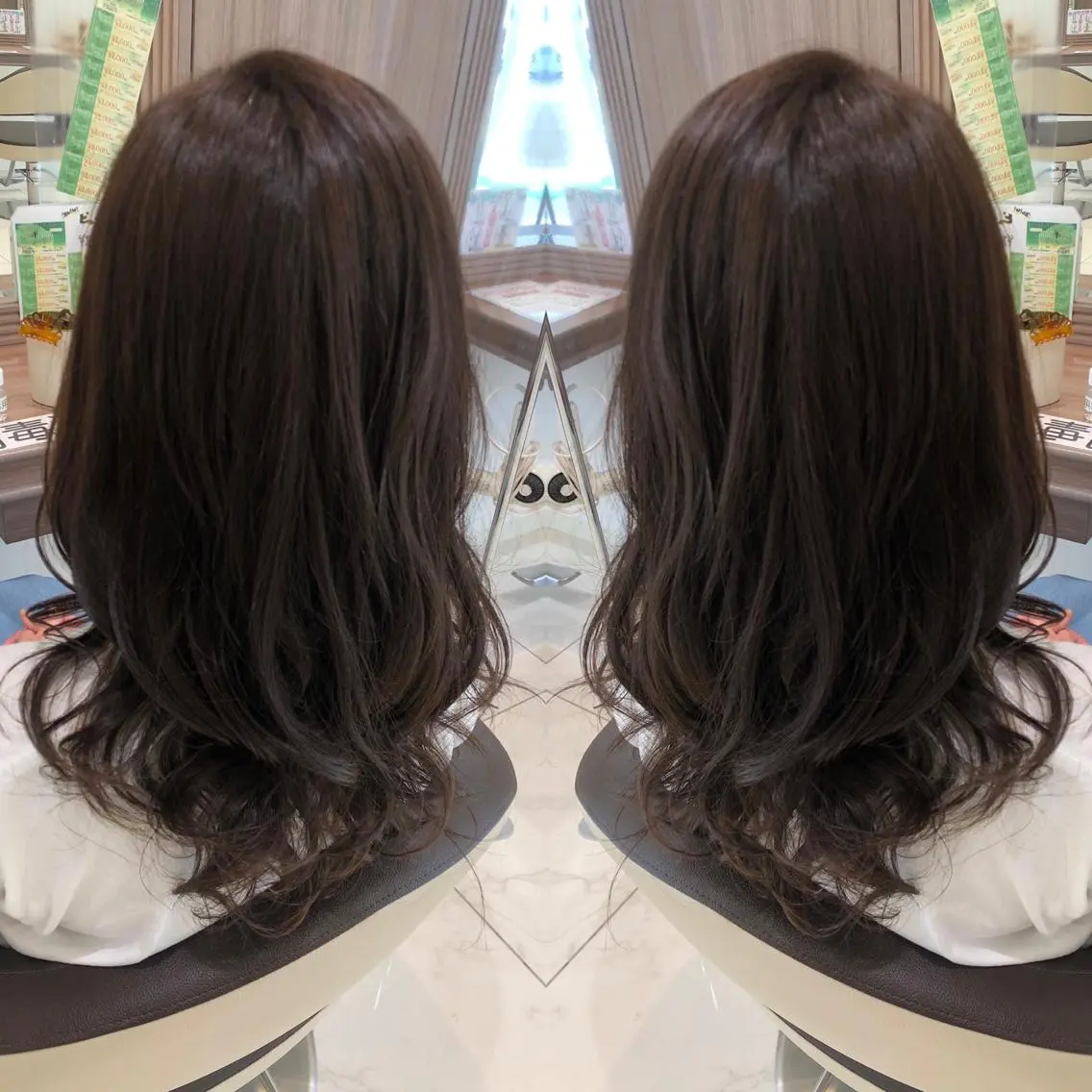 セミロング 縮毛矯正/髪質改善 継続する美髪のヘアスタイル