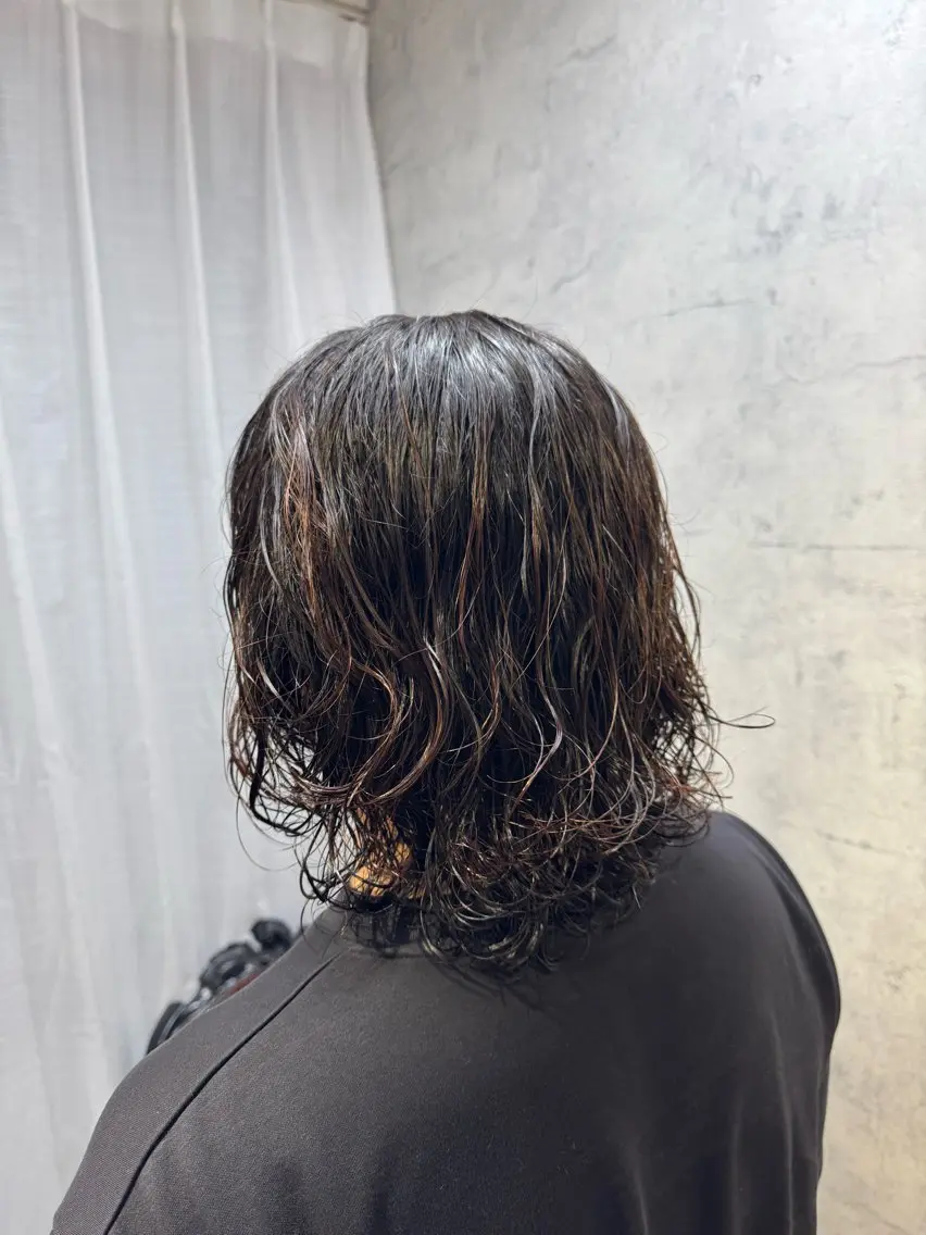 ミディアム パーマ メンズ カット パーマ メンズ特化 ⚡️ひりゅう⚡️のヘアスタイル