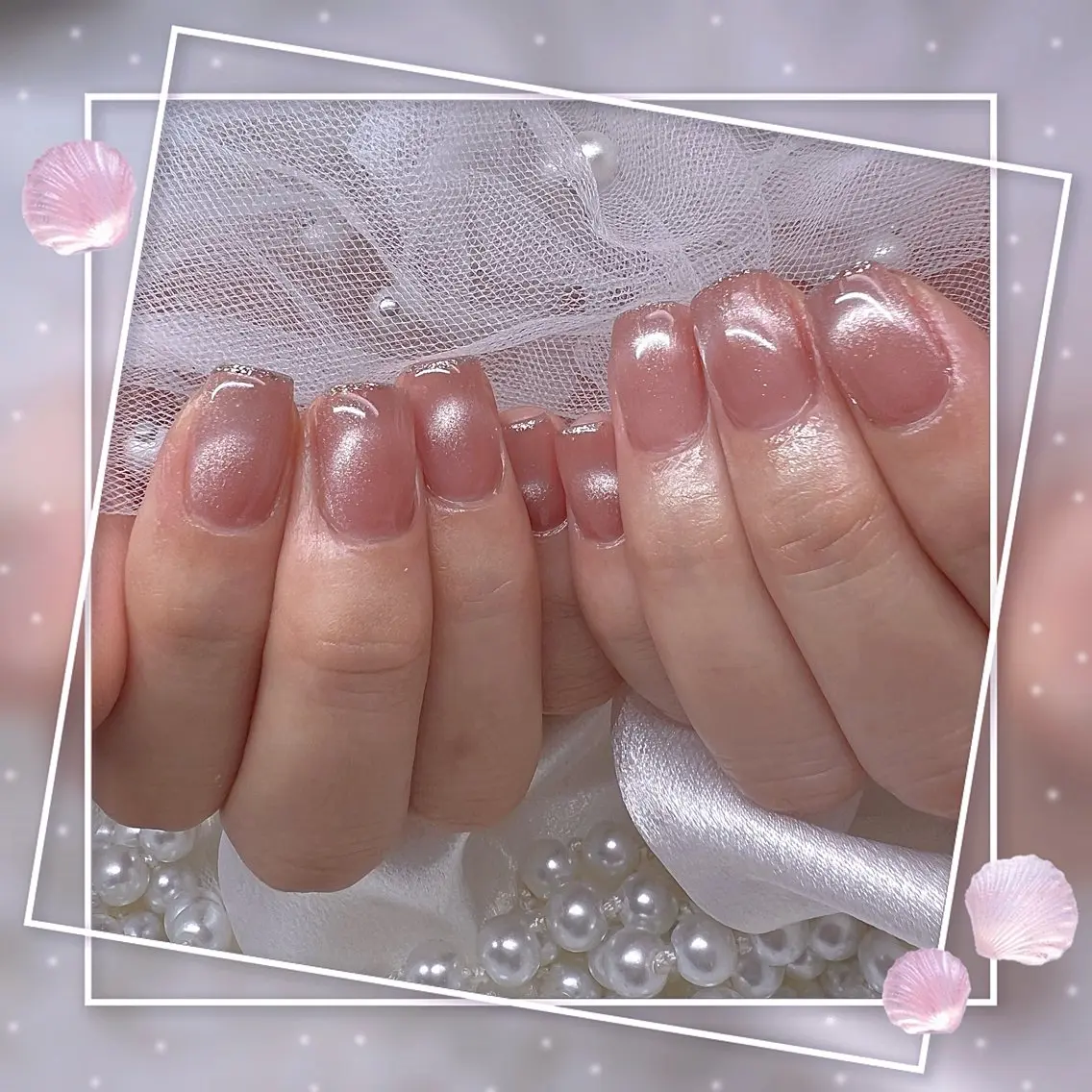 ネイル チークネイル フレンチネイル グラデーション マグネットネイル マグネットフレンチ ハンドネイル Chill Nailsalonのネイルデザイン