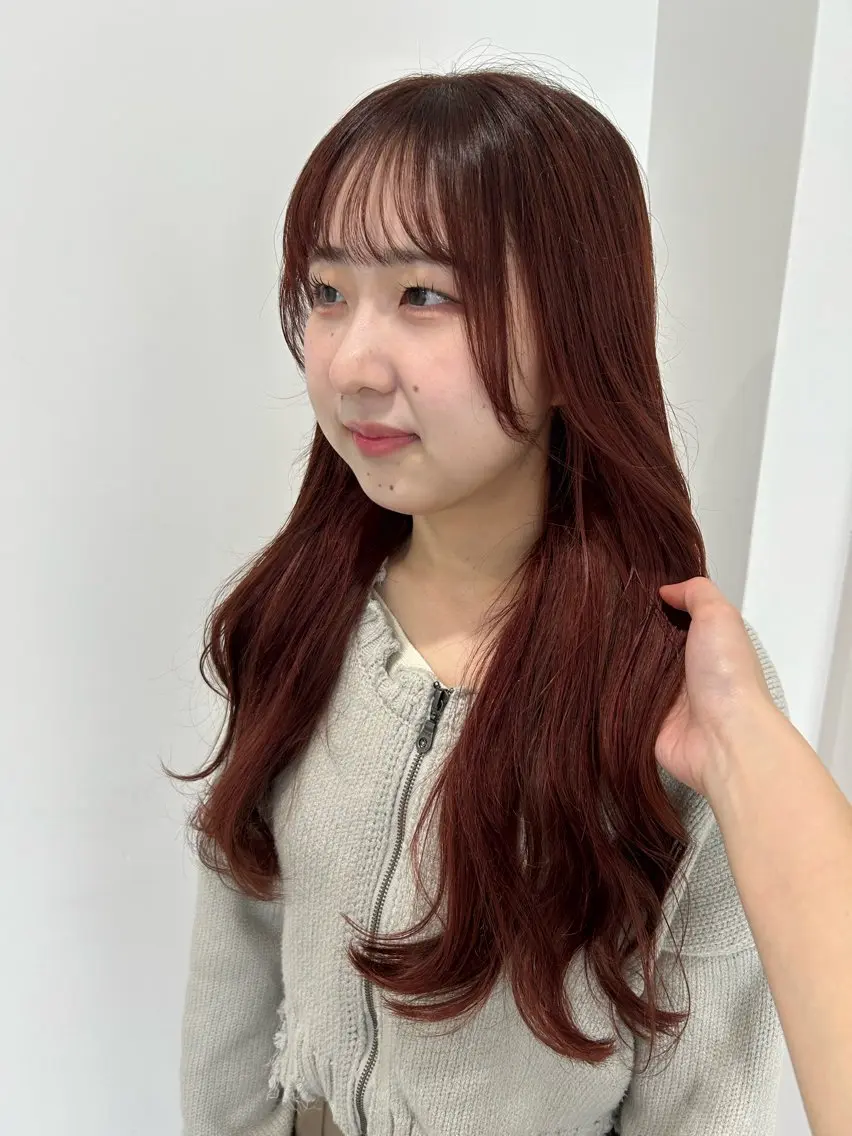 ロング カラー カット 縮毛矯正 愛結 暖色カラー🎀🩰のヘアスタイル