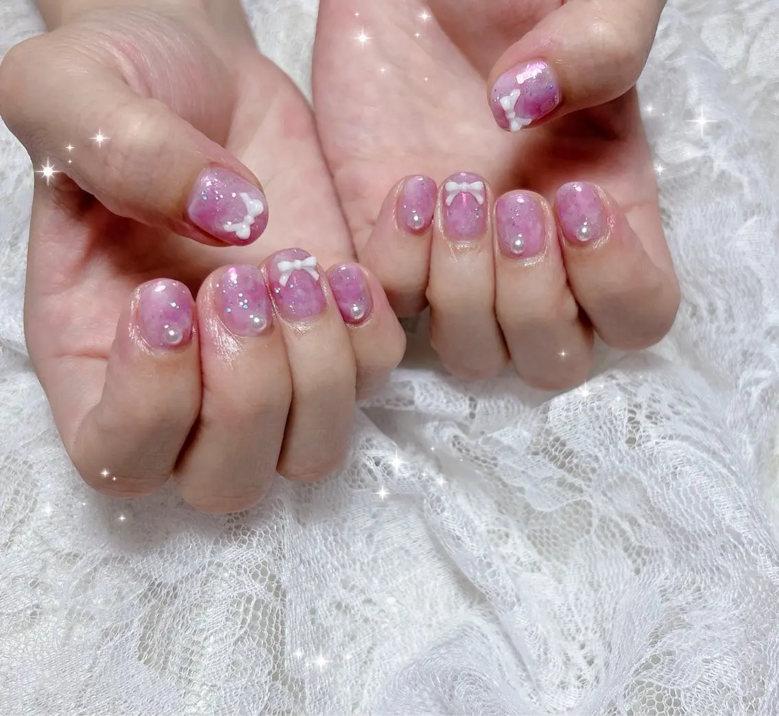 ネイル ニュアンスネイル ピンク ハンドネイル FLARE NAIL フレアネイルのネイルデザイン