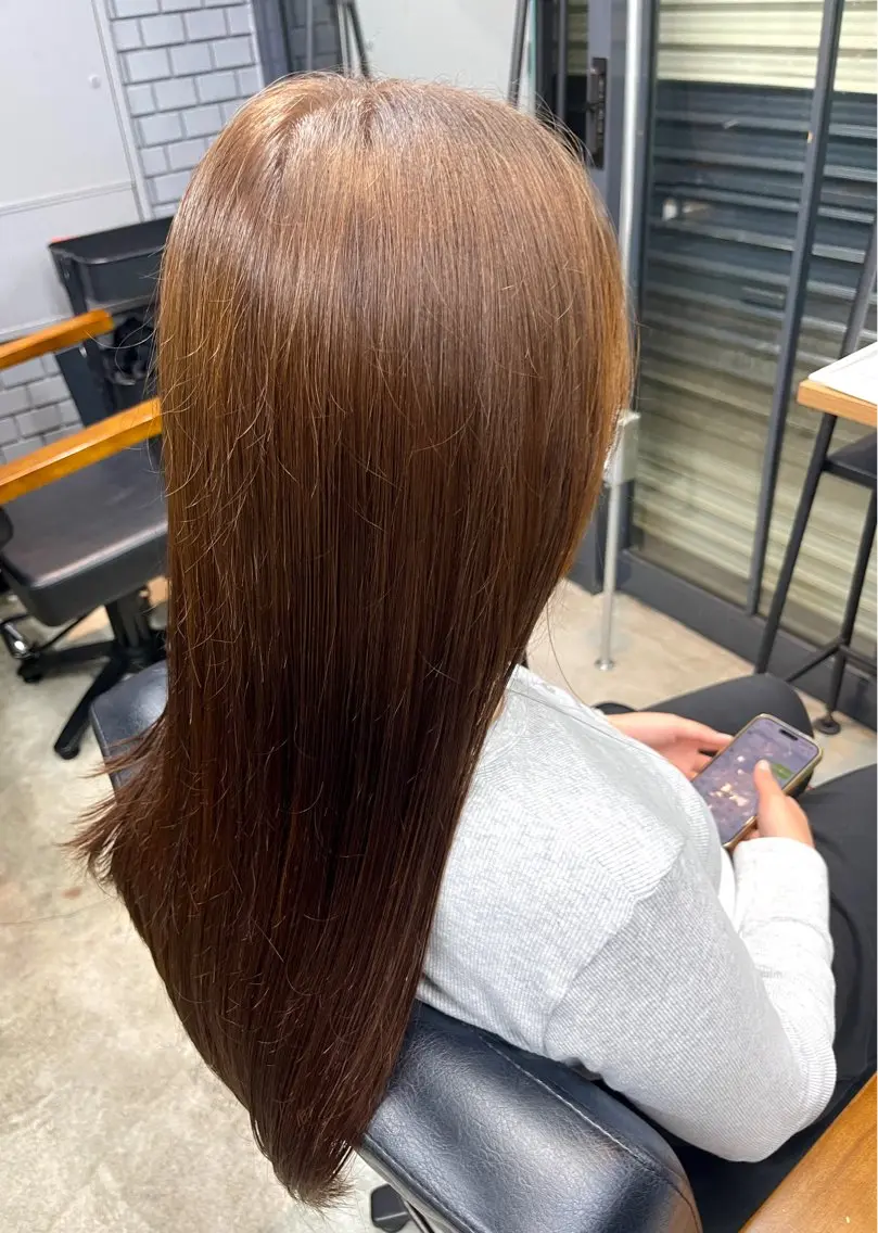 ロング カラー ブリーチ ブラウンカラー 透明感カラー ブリーチなしカラー ヘアカラー 馬場 大輝のヘアスタイル