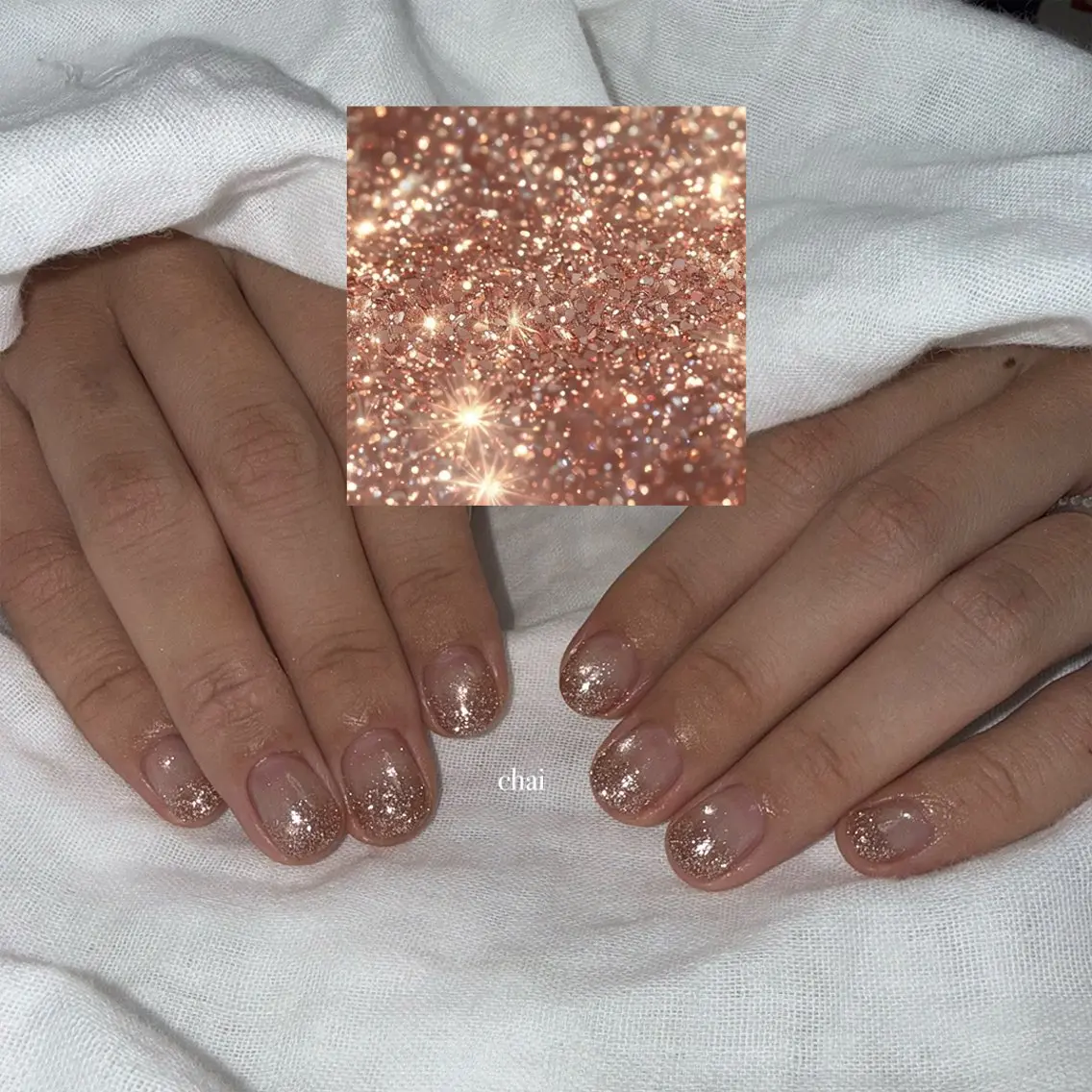 ネイル ブラウン クリアネイル フラッシュネイル ゴールド ラメ(グリッター) ハンドネイル chai nail +  eye📍鶴橋のネイルデザイン