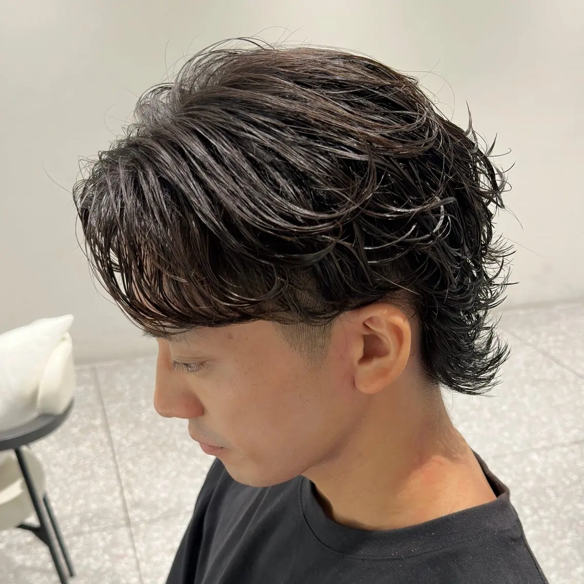 パーマ メンズ メンズウルフカット ウルフカット レイヤー/グレージュ メンズパーマのヘアスタイル