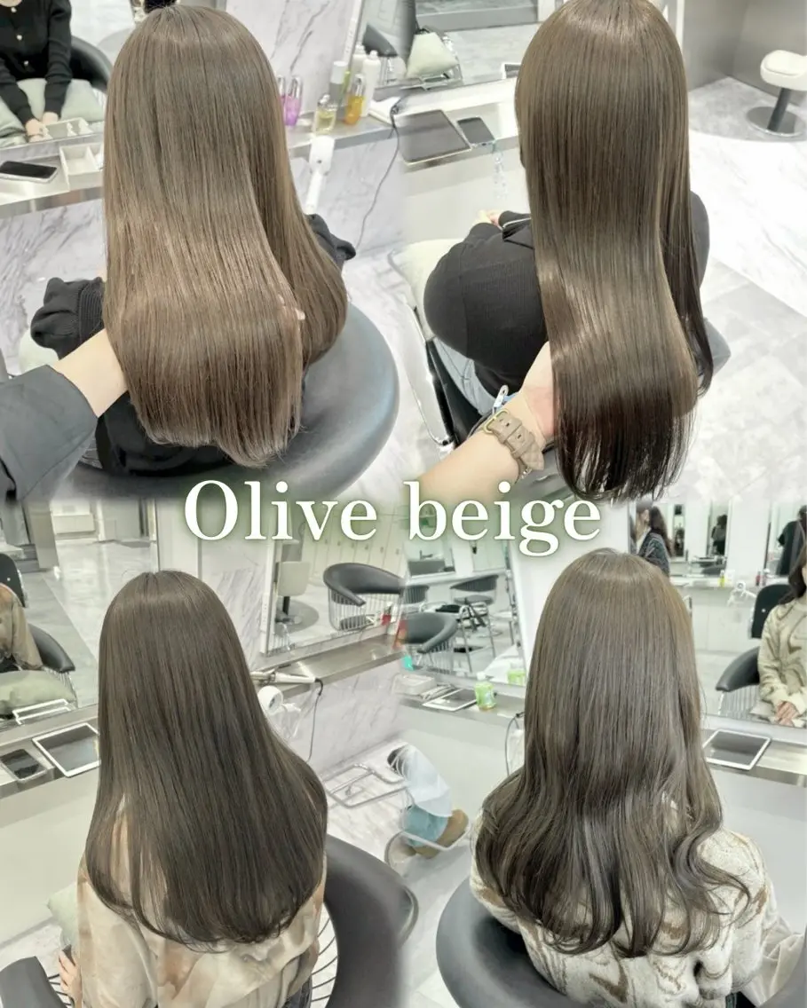 セミロング カラー オリーブカラー トリートメント ヘアカラー ParveMix/ オリーブ系/いちかのヘアスタイル