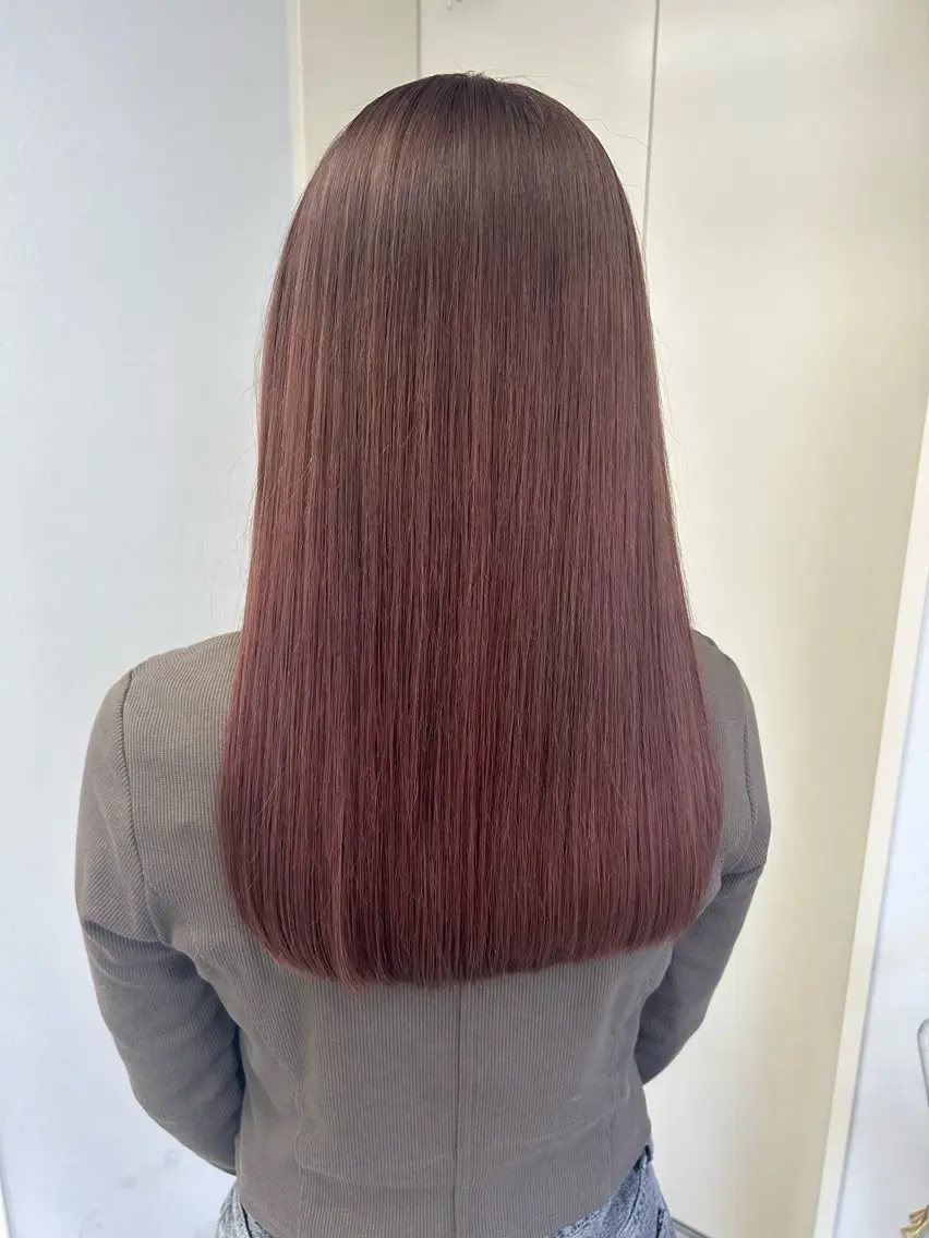 セミロング カラー ブリーチ ブラウンカラー ブリーチなしカラー ピンクカラー ピンクブラウン カット ヘアカラー トリートメント Gisel みらののヘアスタイル