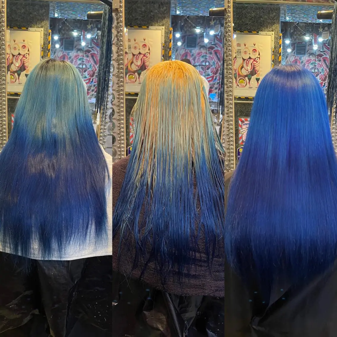 ロング カラー ヘアアレンジ ブルーカラー 🌈派手髪エクステ ブレイズ🌈ひろとのヘアスタイル