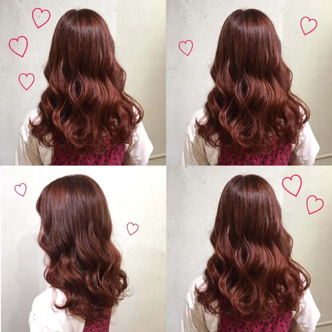 セミロング カラー オレンジ レッドカラー ムルギョル巻き 韓国ヘア得意❤︎森澤 悠佳のヘアスタイル