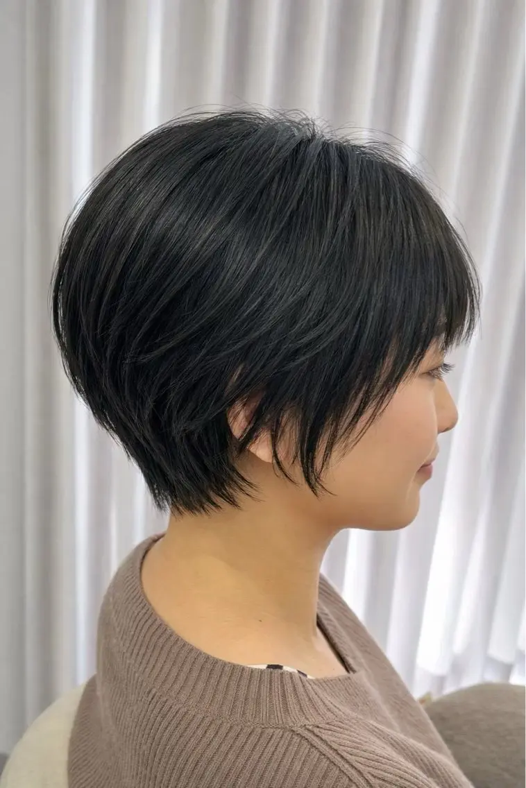 ショート カット センターパート 韓国ヘア・綾也のヘアスタイル