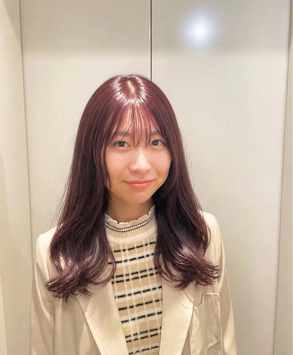 セミロング カラー パーマ ブラウンカラー ヘアカラー トリートメント ヒナ/酸性ストレート /レイヤーカットのヘアスタイル