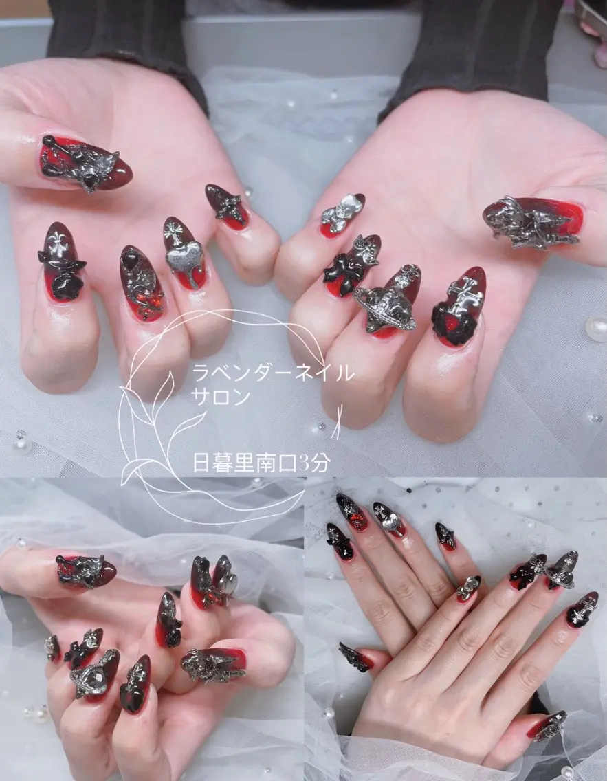 ネイル 持ち込み ストーンネイル ラベンダー💖日暮里 ルル💖ネイルのネイルデザイン