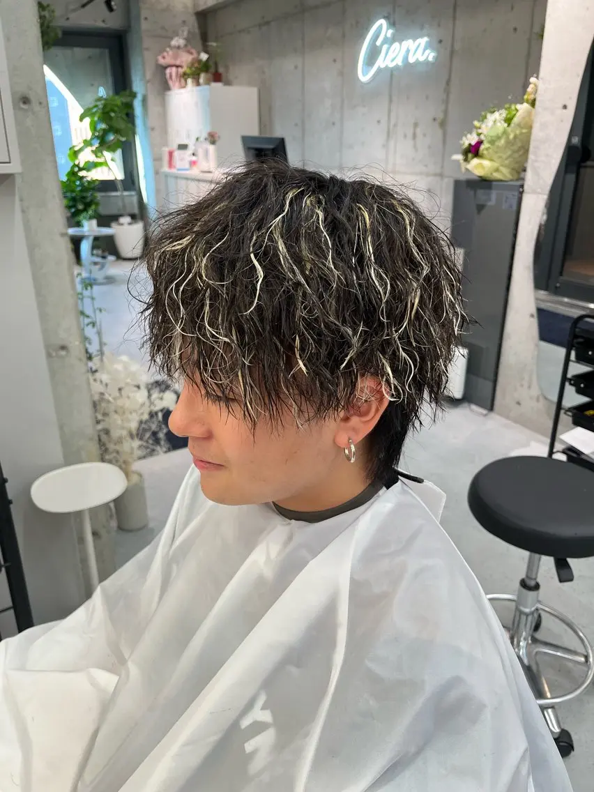 メンズ オールバック アップバング センターパート フェードカット マンバンヘア カット パーマ 西岡 あつみ/ 堀江美容室のヘアスタイル