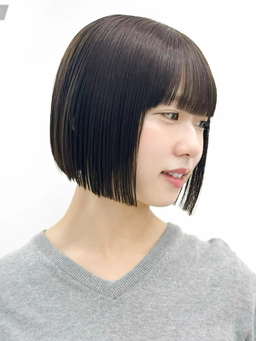 ショート カラー ヘアアレンジ 切りっぱなしボブ ボブ 髪質改善 縮毛矯正 トリートメント カット 縮毛矯正 トリートメント 縮毛矯正🤍 盛れるボブ/ひかりのヘアスタイル