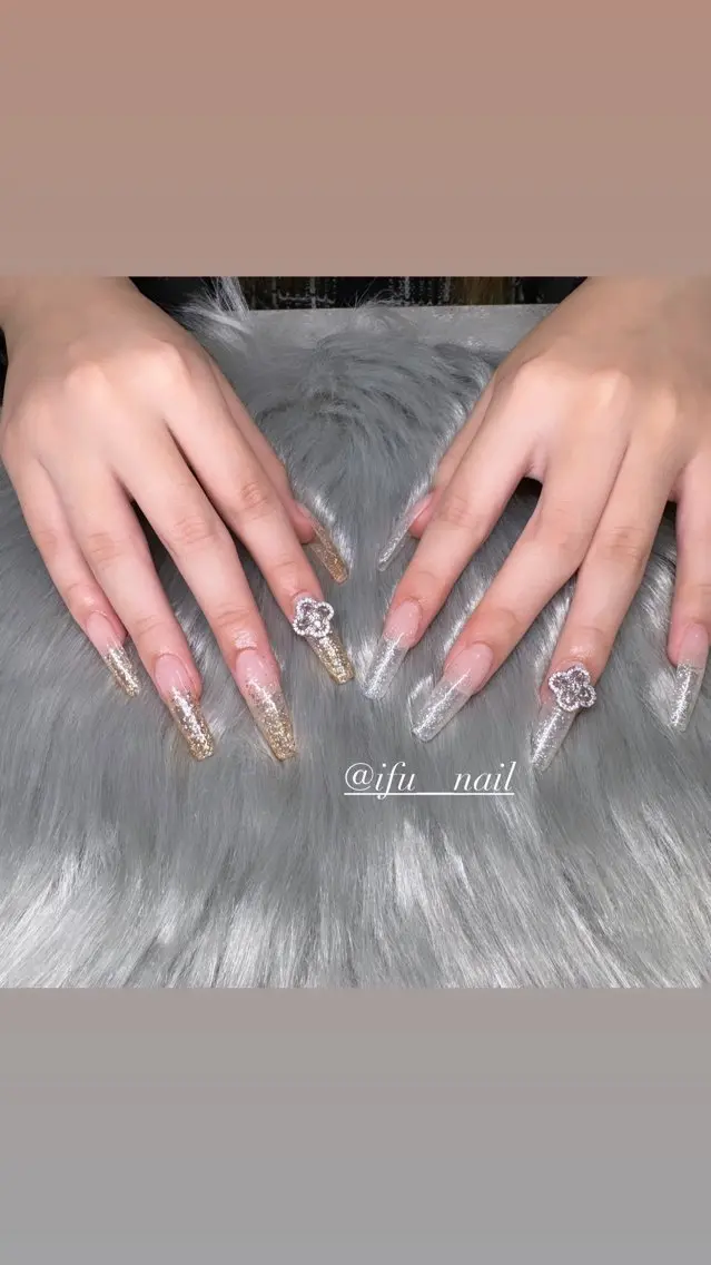 ネイル 長さ出し ラメ(グリッター) ラメグラデーション If Nailのネイルデザイン
