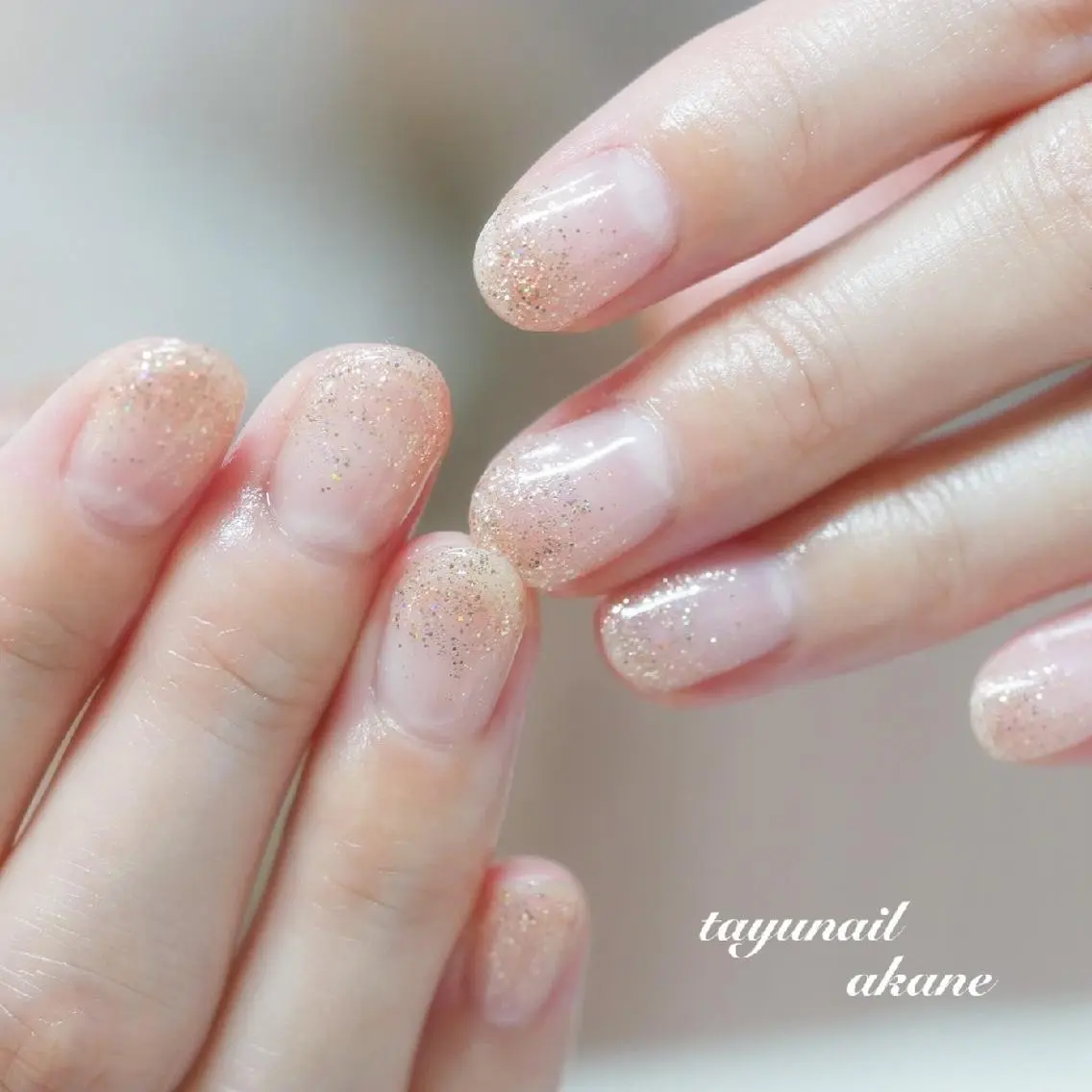 ネイル ブルー ジェルネイル グラデーション ラメ(グリッター) ラメグラデーション ネイルサロン 【たゆnail】のネイルデザイン