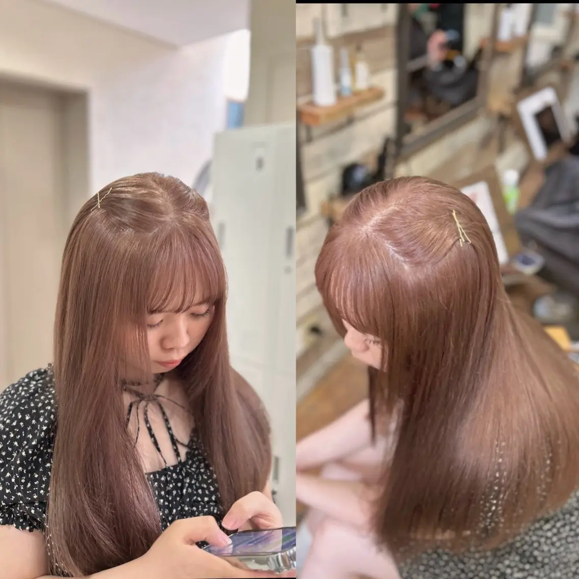 ミディアム ヘアカラー トリートメント 透明感カラー NAN AMI グレージュのヘアスタイル