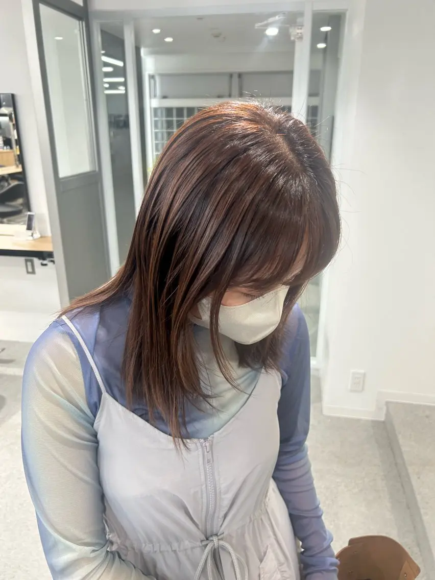 セミロング カラー 愛結 暖色カラー🎀🩰のヘアスタイル