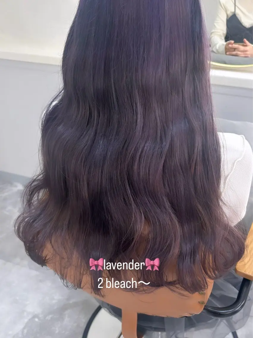 ロング カラー ベージュカラー ブリーチ ラベンダーカラー カット ヘアカラー 暖色カラー✨️ 門内 梨真のヘアスタイル