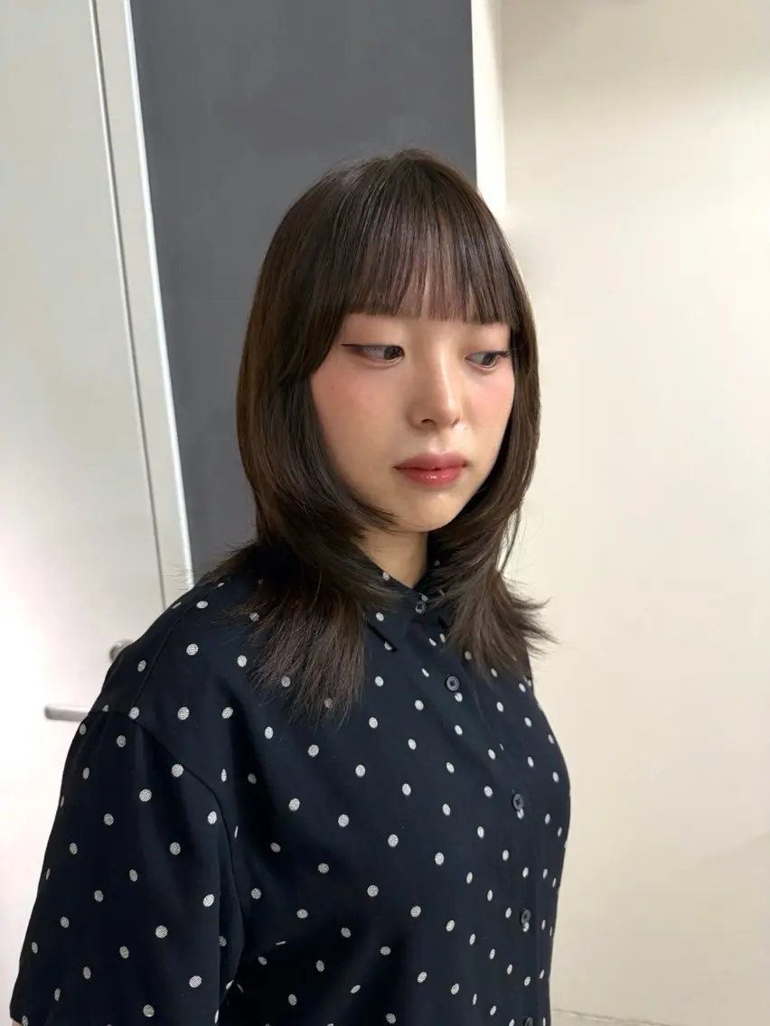 ミディアム ハッシュカット カット ヘアカラー 縮毛矯正/艶髪/透明 感カラー/NENEのヘアスタイル