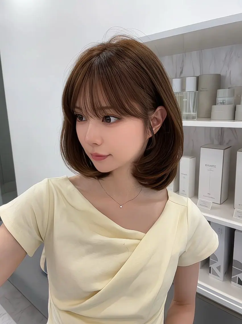 ミディアム カラー ボブレイヤー ボブ レイヤーカット カット ヘアカラー トリートメント レイヤーカット🎀 kanaのヘアスタイル
