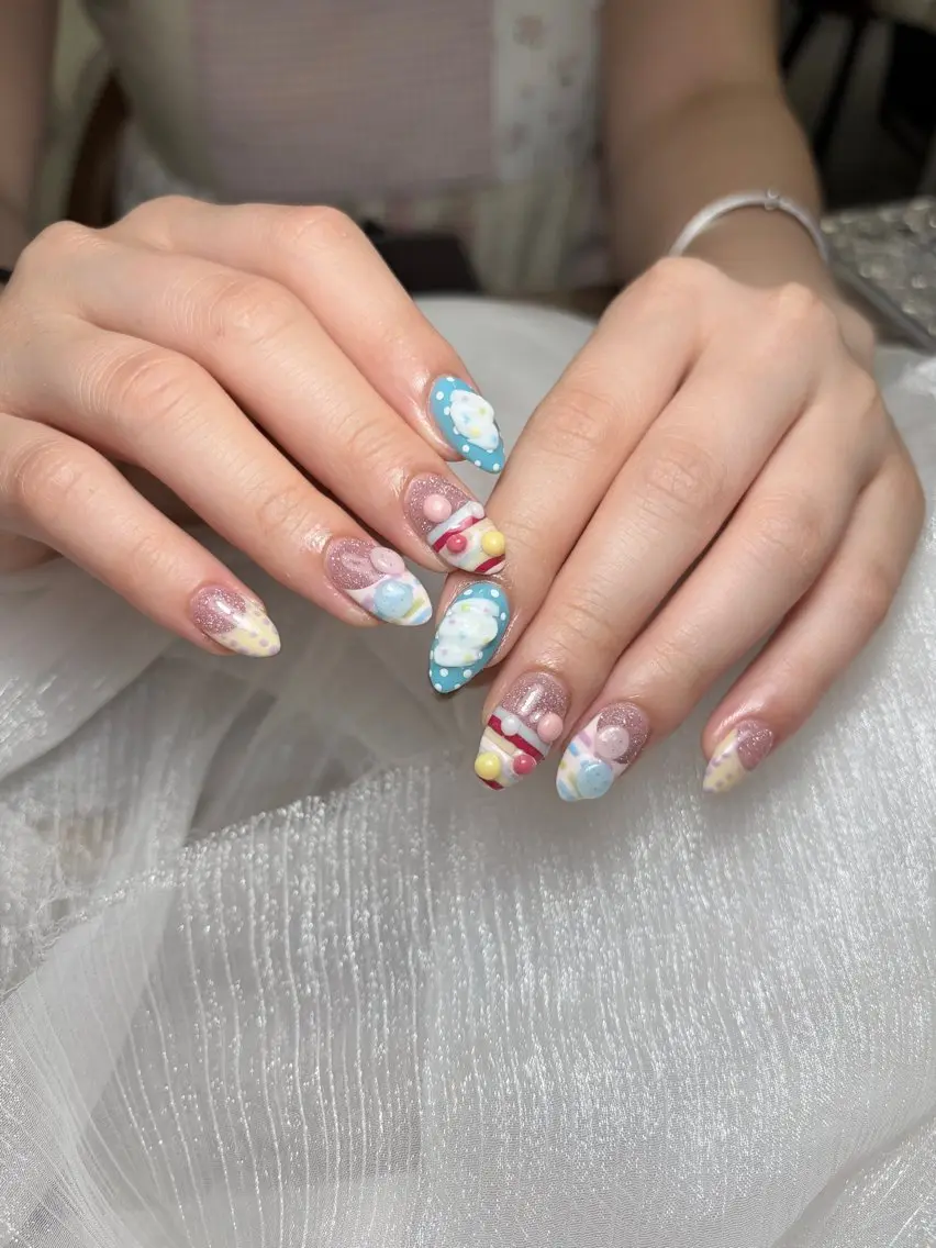 ネイル ハンドネイル ユリ🎀長さだし/ パラジェル/持ち込みのネイルデザイン