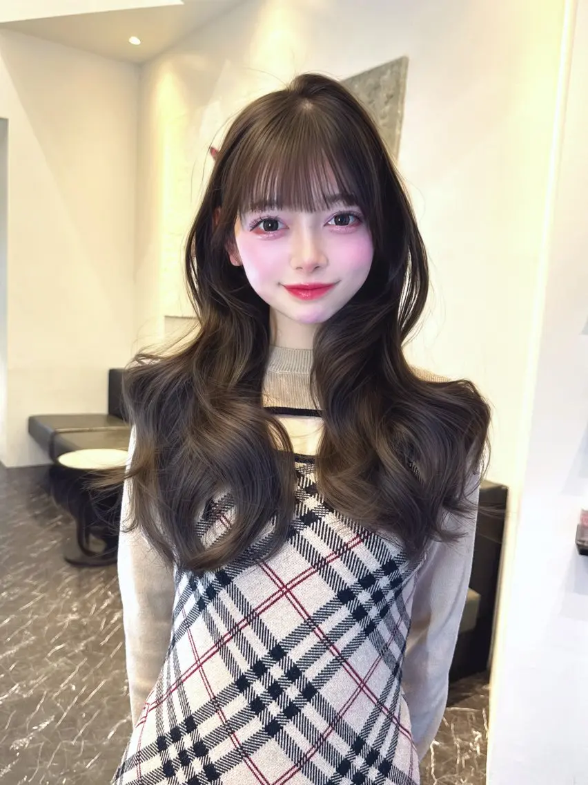 ロング カット ヘアカラー 韓国✖️網紅🖤 パーマYURIYAのヘアスタイル