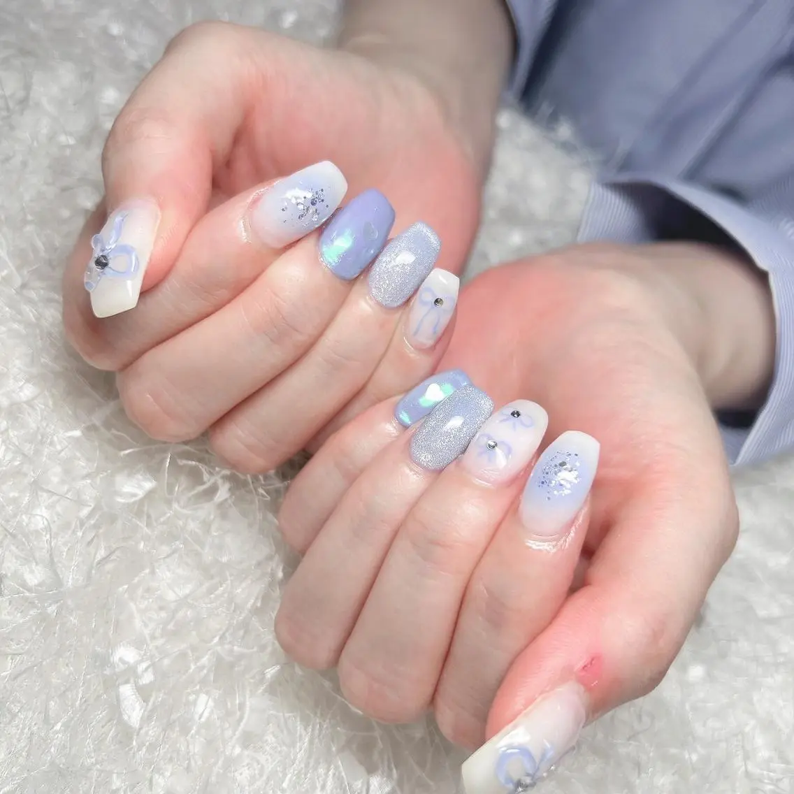 ネイル 長さ出し フレンチネイル ジェルネイル グラデーション 韓国ネイル ハンドネイル Nail&eye Belire 新宿のネイルデザイン