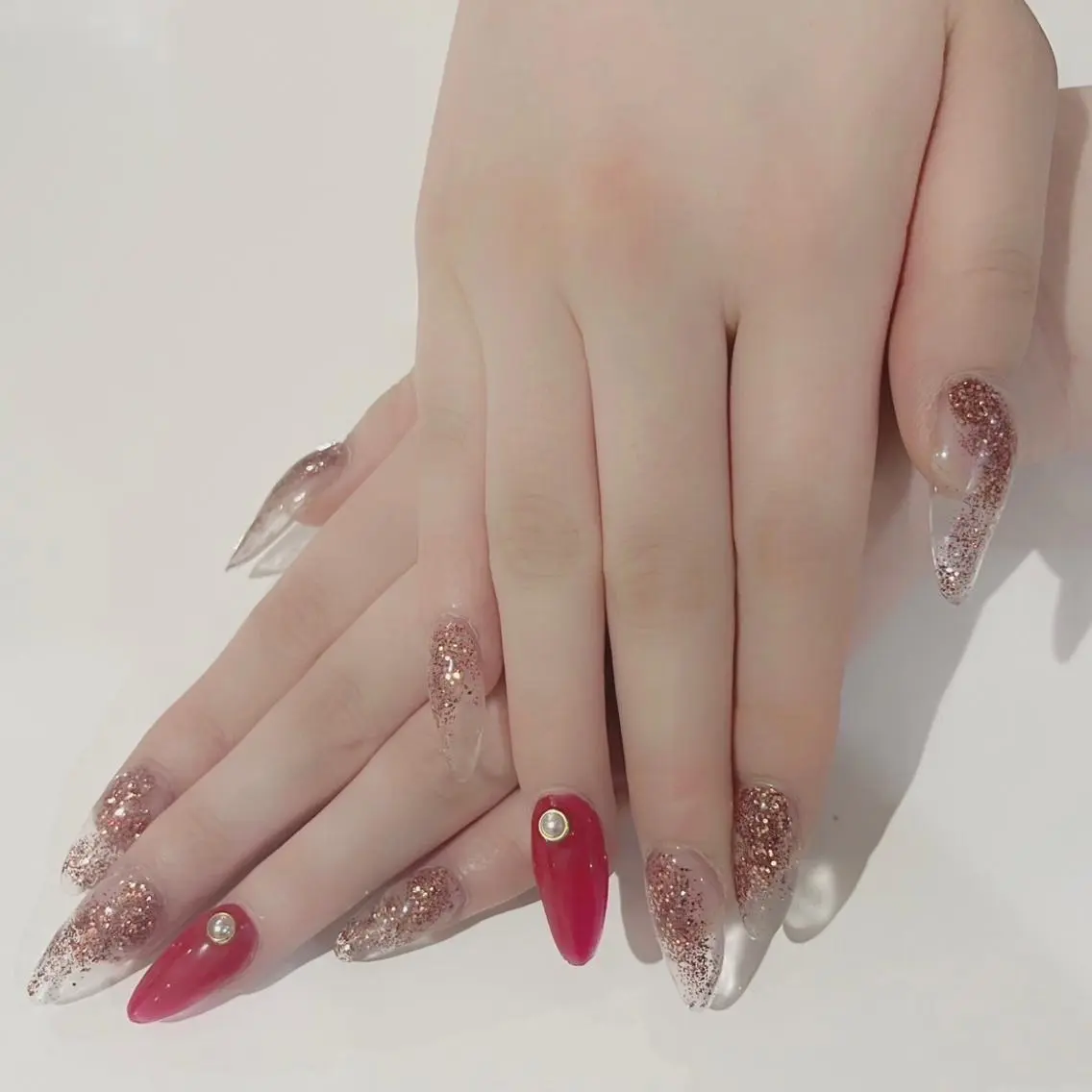 ロング ネイル クリアネイル ジェルネイル キラキラネイル ラメ(グリッター) ワンカラーネイル RIONnail Yurikaのネイルデザイン