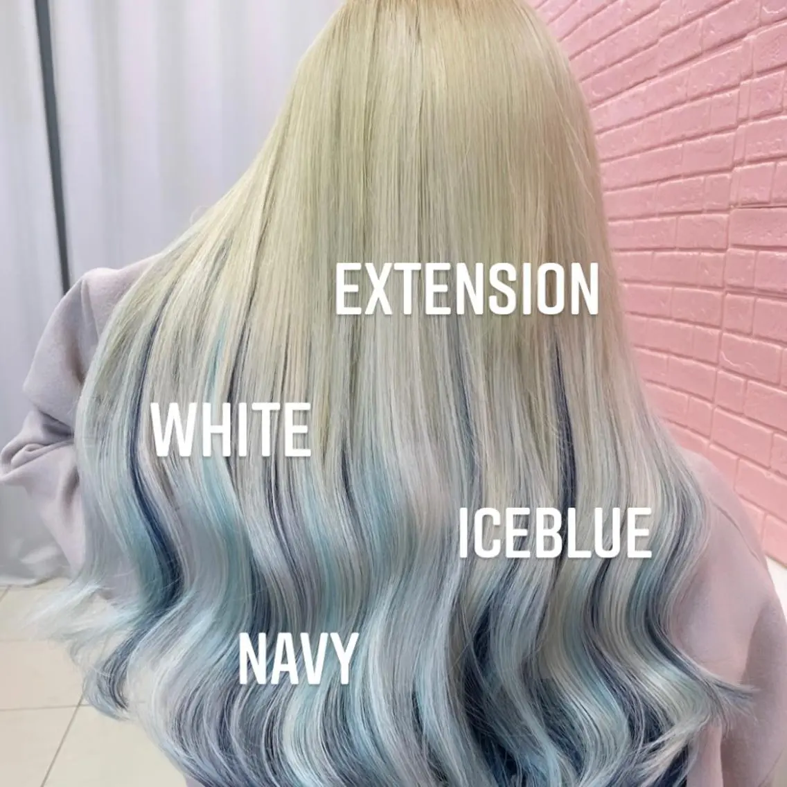 ロング カラー エクステ エクステ🩵ブリーチ 韓国ヘア🩵KAEのヘアスタイル