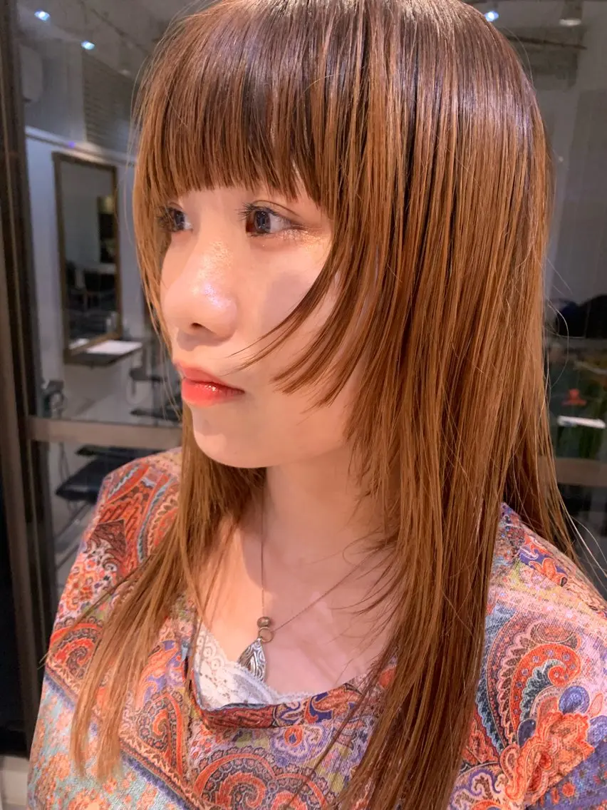 ロング レイヤーカット ボブパーマ/パーマ ウルフパーマのヘアスタイル