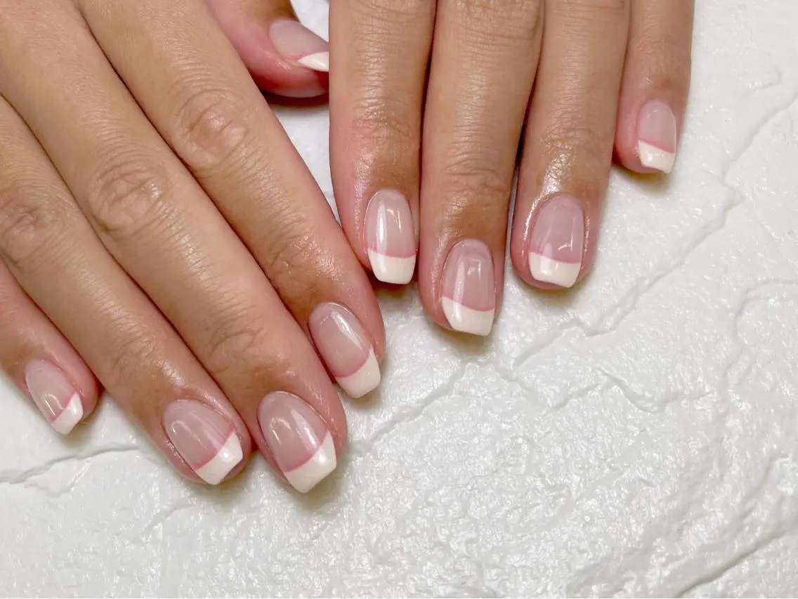 ネイル フレンチネイル 持ち込み ピンク MINORI Nail&Waxのネイルデザイン