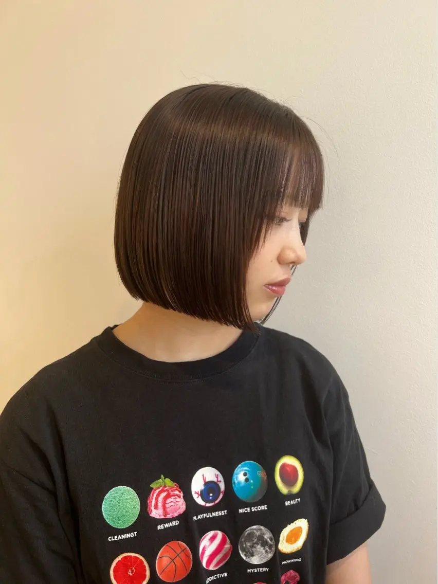 ショート カット 縮毛矯正 トリートメント ボブ／ストレート🎀 harukaのヘアスタイル